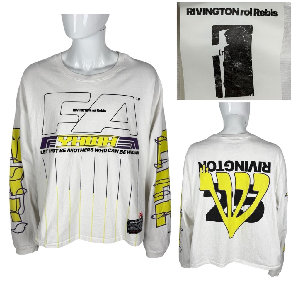 RIVINGTON roi Rebis Mens 2XL Shirt His Own Racing Long Sleeve Tee Optic White